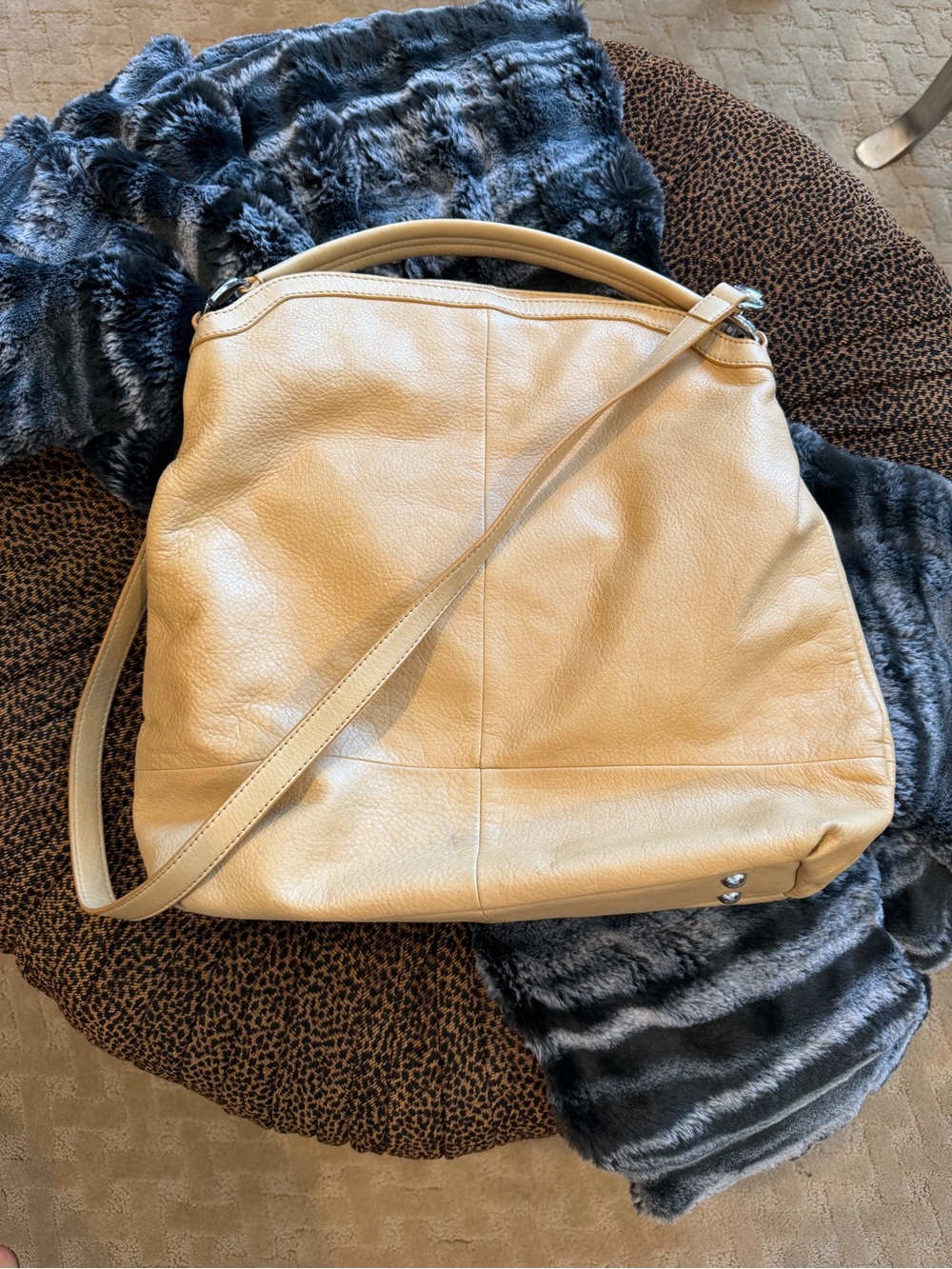 B. Makowsky Soft Goldenrod Yellow Tan Leather Two-Way Top Handle Shoulder Bag